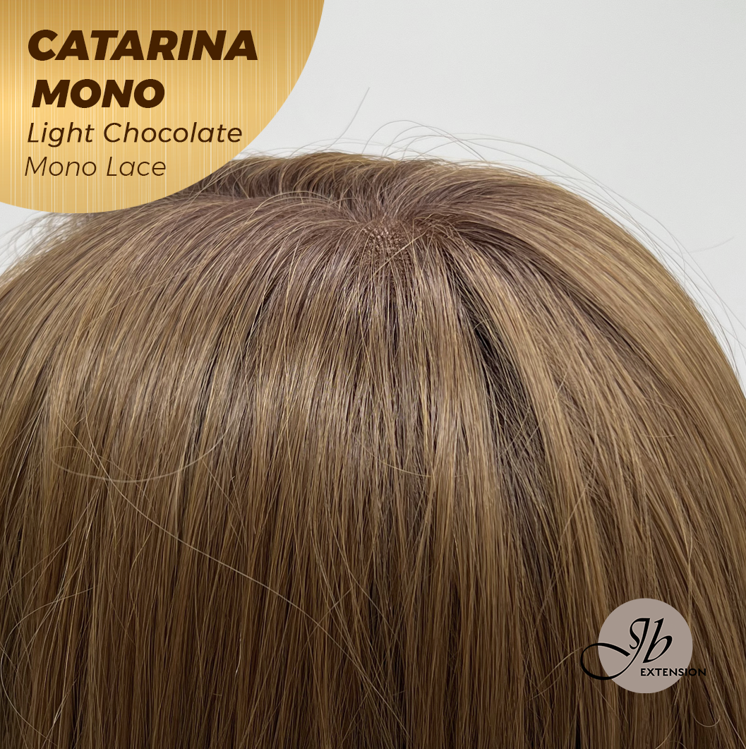 JBEXTENSION CATARINA MONO Full Monofilament Handmade Full Lace Full Hand Tied Wig 13 Inches Light Chocolate Mono Lace Handmade Futura Fiber Wig with Anti-slip Silicone Strips Glueless Wig CATARINA MONO LIGHT CHOCOLATE【BENDY EAR TABS】