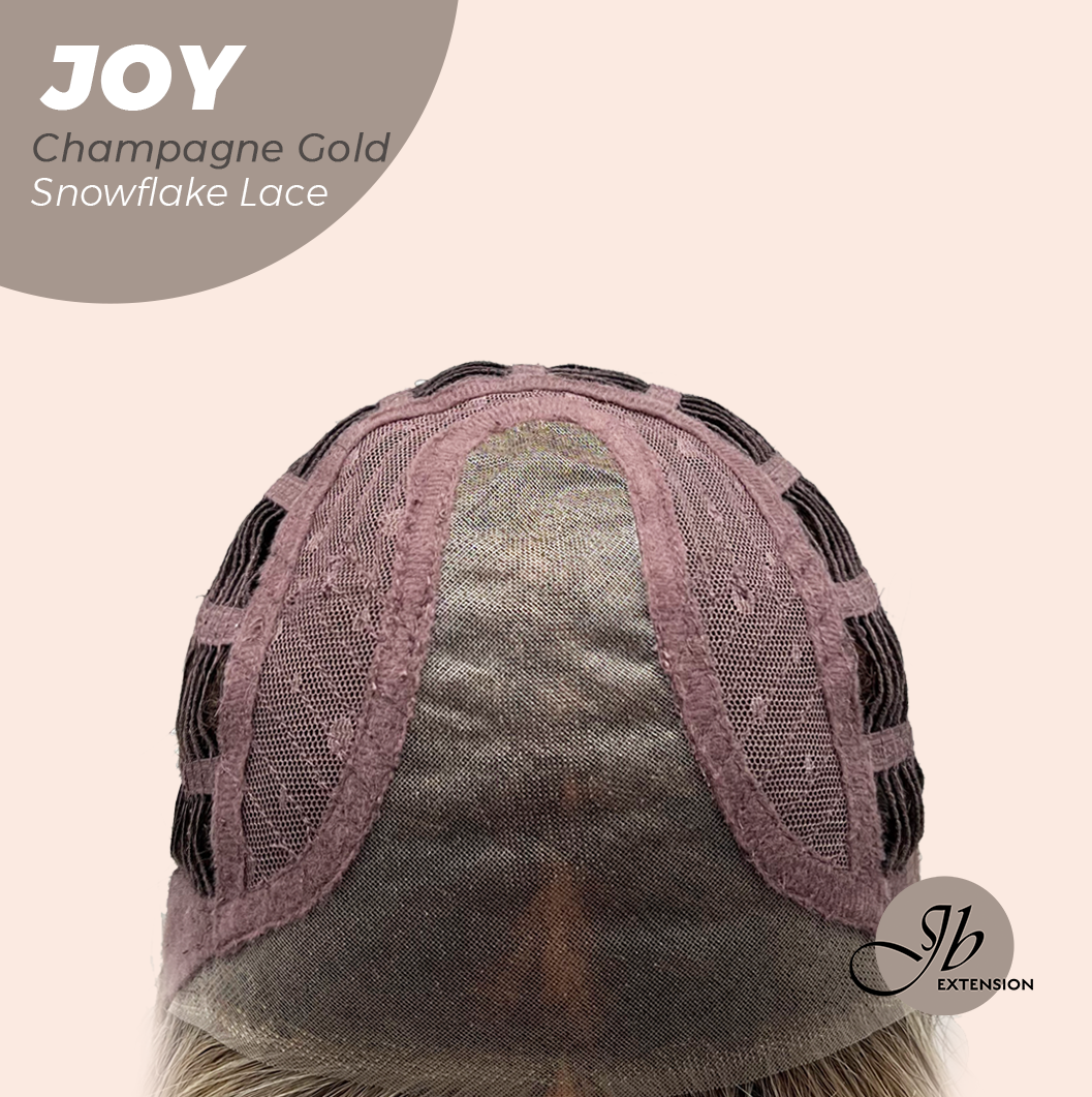JBEXTENSION 19 Inches Champagne Gold Pre-Cut Arc Snowflake Lace Frontlace Glueless Wig JOY CHAMPAGNE GOLD【BENDY EAR TABS】