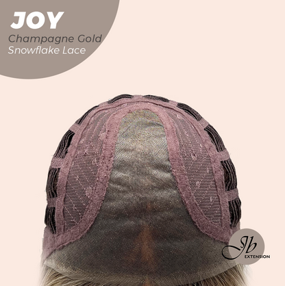 JBEXTENSION 19 Inches Champagne Gold Pre-Cut Arc Snowflake Lace Frontlace Glueless Wig JOY CHAMPAGNE GOLD【BENDY EAR TABS】