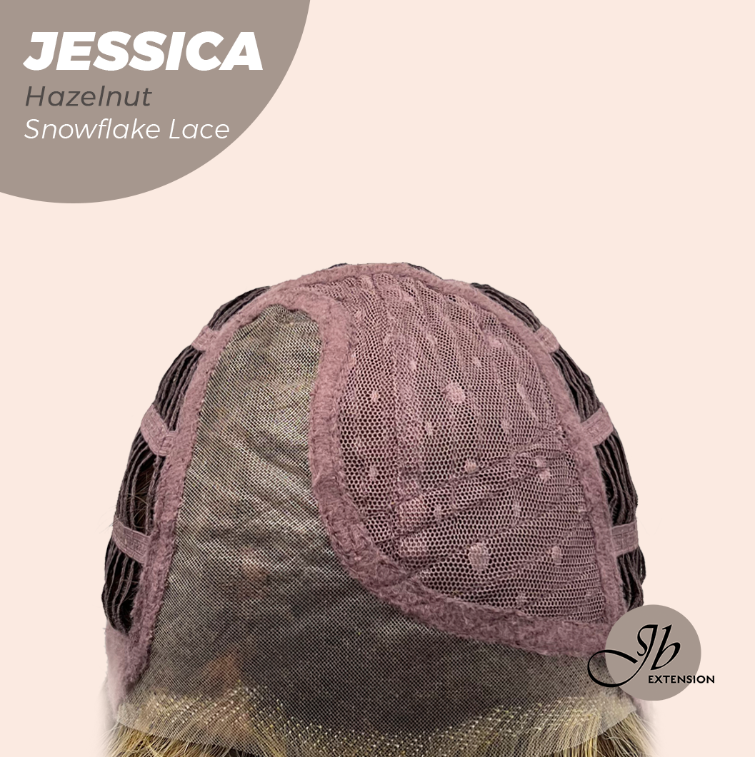 JBEXTENSION 16 Inches Hazelnut Curly Pre-Cut Side Part Snowflake Lace Frontlace Glueless Wig JESSICA HAZELNUT【BENDY EAR TABS】