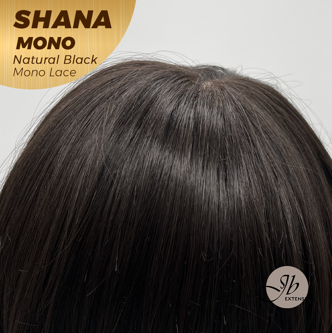 [FINAL SALE] JBEXTENSION SHANA MONO Monofilament Handmade Wig 6X5 Full Monofilament Hand Tied Top Wig 10 Inches Natural Black Mono Lace Handmade Futura Fiber Wig With Anti-slip Silicone Strips Glueless Wig SHANA MONO NATURAL BLACK【BENDY EAR TABS】