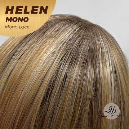JBEXTENSION HELEN MONO Monofilament Handmade Wig 6X5 Full Monofilament Hand Tied Top Wig 14 Inches Honey Blonde Mono Lace Wig with Anti-slip Silicone Strips Glueless Wig HELEN MONO【BENDY EAR TABS】