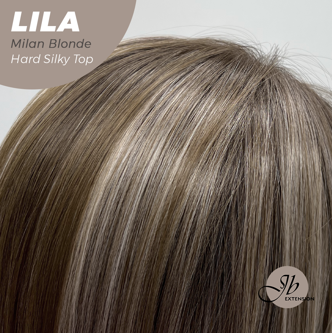JBEXTENSION 20 Inches Scalpiana Milan Blonde Wolf Cut 3.5X4 Hard Silky Top Natural Scalp Effect Wig With Bangs LILA MILAN BLONDE