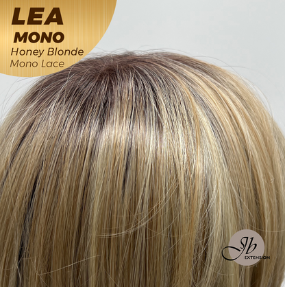 JBEXTENSION LEA MONO Full Monofilament Handmade Full Lace Full Hand Tied Wig 14 Inches Honey Blonde Mono Lace Handmade Futura Fiber Wig with Anti-slip Silicone Strips Glueless Wig LEA MONO HONEY BLONDE【BENDY EAR TABS】