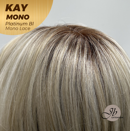 JBEXTENSION KAY MONO Full Monofilament Handmade Full Lace Full Hand Tied Wig 19 Inches Platinum Blonde Mono Lace Handmade Futura Fiber Wig with Anti-slip Silicone Strips Glueless Wig KAY MONO - PLATINUM BLONDE【BENDY EAR TABS】