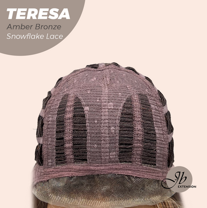 JBEXTENSION 18 Inches Amber Bronze Pre-Cut Snowflake Lace Frontlace Glueless Wig TERESA AMBER BRONZE【PERMATEASE】【BENDY EAR TABS】- M/L