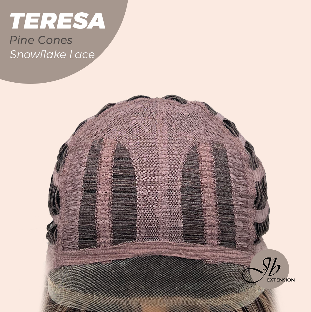 JBEXTENSION 18 Inches Pine Cones Pre-Cut Snowflake Lace Frontlace Glueless Wig TERESA PINE CONES【PERMATEASE】【BENDY EAR TABS】- M/L