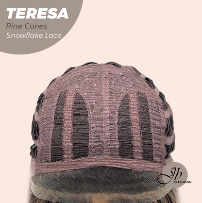 JBEXTENSION 18 Inches Pine Cones Pre-Cut Snowflake Lace Frontlace Glueless Wig TERESA PINE CONES【PERMATEASE】【BENDY EAR TABS】- M/L