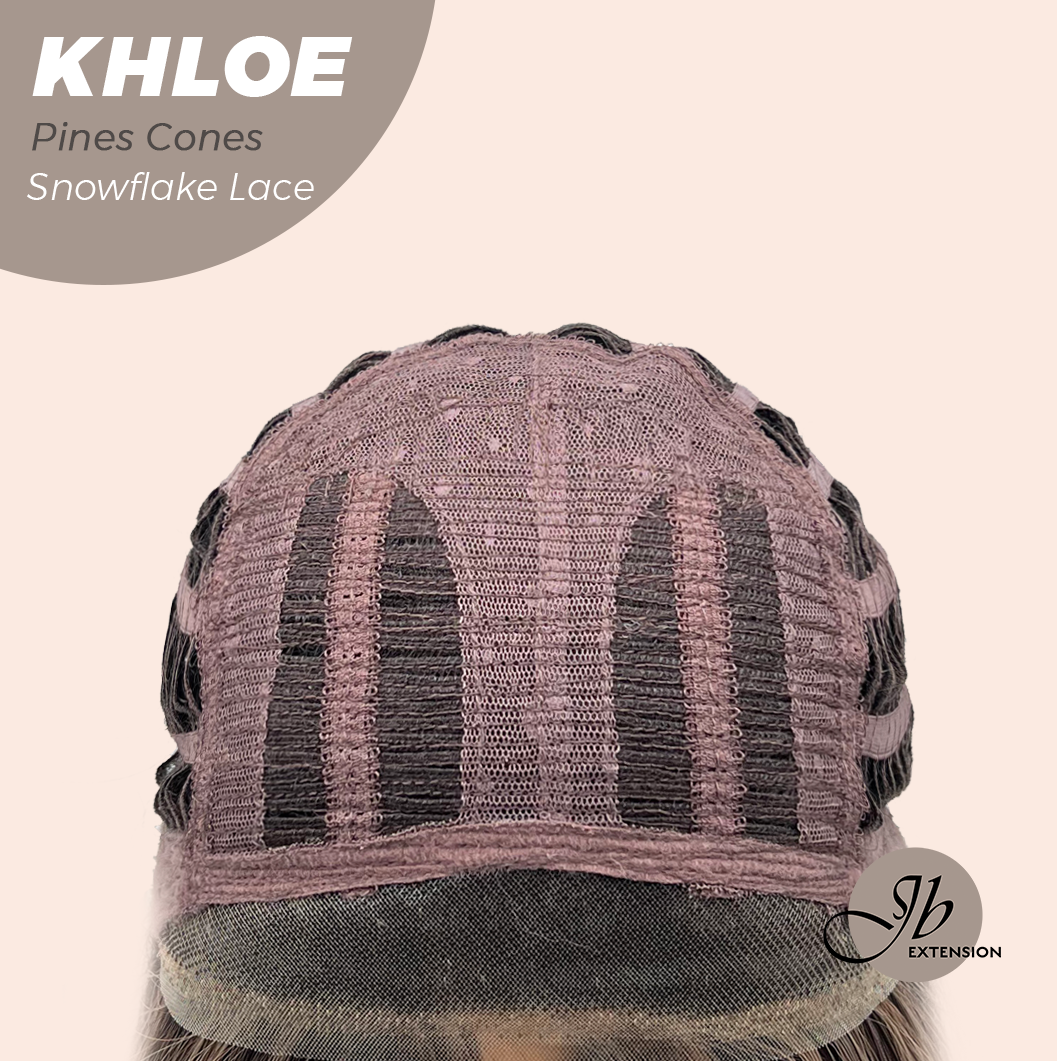 JBEXTENSION 12 Inches Bob Cut Pine Cones Pre-Cut Snowflake Lace Frontlace Glueless Wig KHLOE PINE CONES【PERMATEASE】【BENDY EAR TABS】- M/L