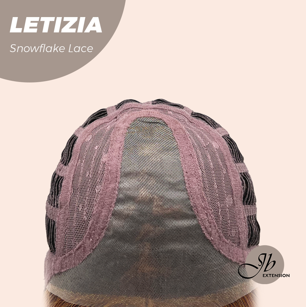 JBEXTENSION 16 Inches Copper with Dark Root Pre-Cut Arc Snowflake Lace Frontlace Glueless Wig LETIZIA【BENDY EAR TABS】