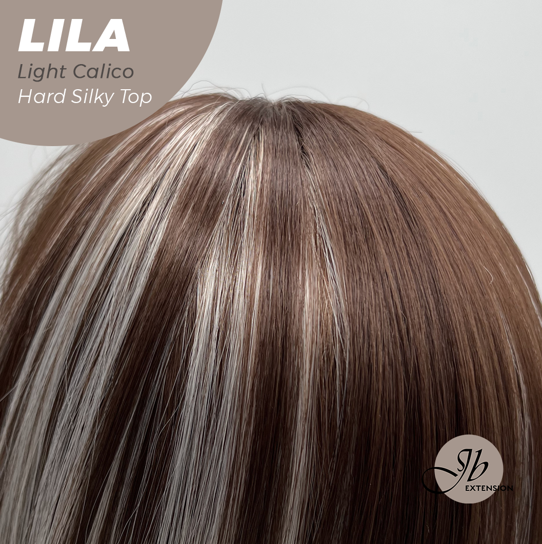 JBEXTENSION 20 Inches Scalpiana Light Calico Wolf Cut 3.5X4 Hard Silky Top Natural Scalp Effect Wig With Bangs LILA LIGHT CALICO