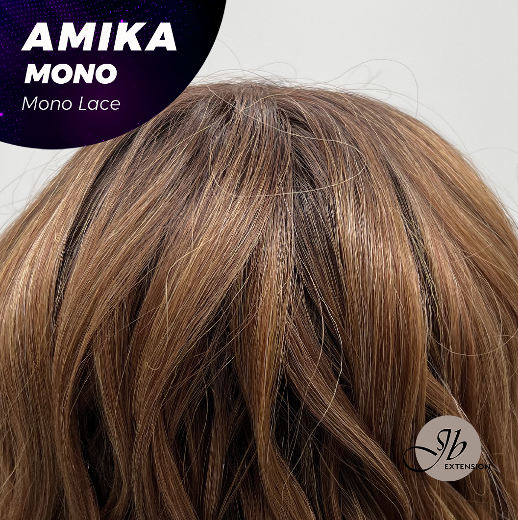 [FINAL SALE] JBEXTENSION AMIKA MONO Monofilament Handmade Wig 6X5 Full Monofilament Hand Tied Top Wig 14 Inches Copper Curly Mono Lace Wig Glueless Black Sapphire Wig AMIKA MONO【BENDY EAR TABS】
