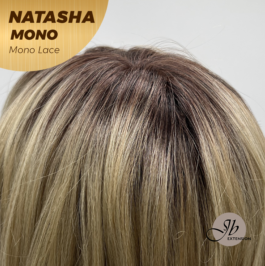 [FINAL SALE] JBEXTENSION NATASHA MONO Monofilament Handmade Wig 6X5 Full Monofilament Hand Tied Top Wig 12 Inches Honey Blonde Mono Lace Wig Glueless Wig NATASHA MONO【BENDY EAR TABS】