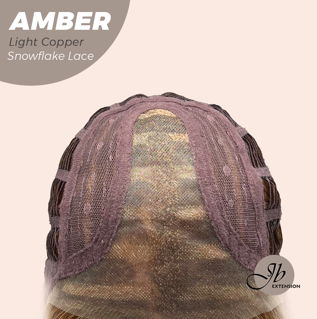 JBEXTENSION 21 Inches Straight Light Copper Pre-Cut Arc Snowflake Lace Frontlace Glueless Wig AMBER LIGHT COPPER【BENDY EAR TABS】