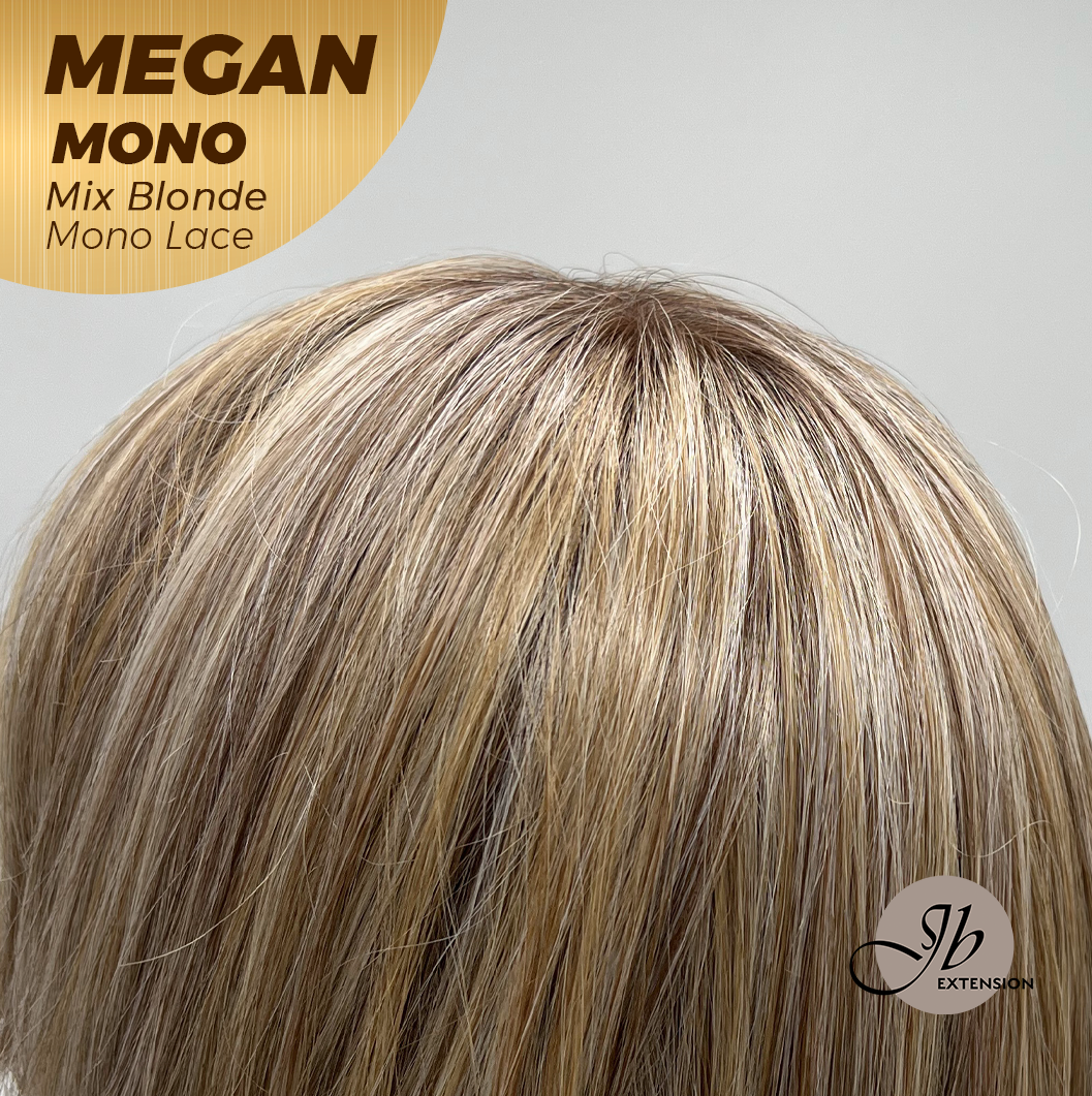JBEXTENSION MEGAN MONO Full Monofilament Handmade Full Lace Full Hand Tied Wig 13 Inches Mix Blonde Mono Lace Handmade Futura Fiber Wig with Anti-slip Silicone Strips Glueless Wig MEGAN MONO - MIX BLONDE【BENDY EAR TABS】