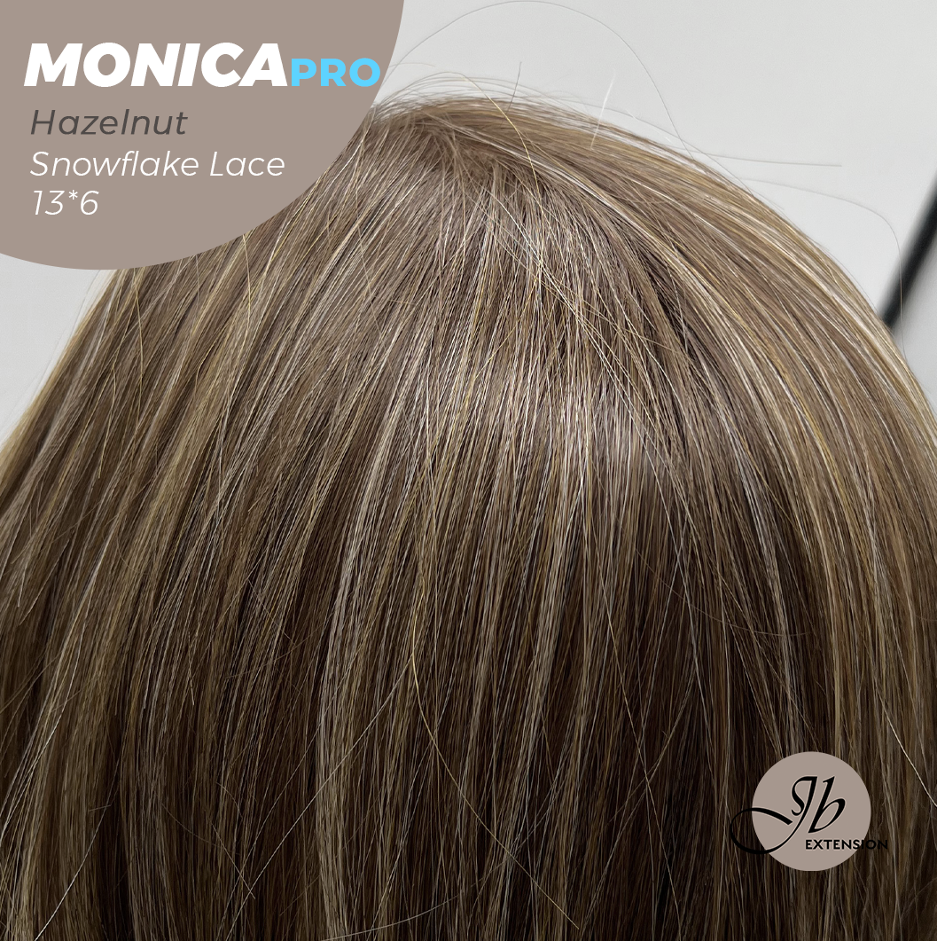 JBEXTENSION 16 Inches Hazelnut Pre-Cut 13X6 Free Part Snowflake Lace Frontlace Glueless Wig MONICA PRO - HAZELNUT【BENDY EAR TABS】