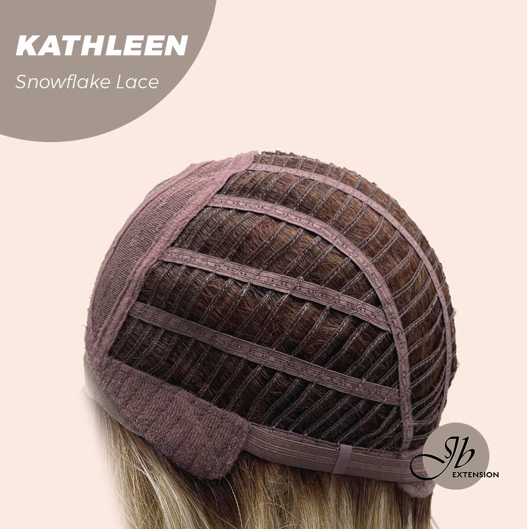 JBEXTENSION 15 Inches Mix Blonde Pre-Cut Arc Snowflake Lace Frontlace Glueless Wig KATHLEEN【BENDY EAR TABS】