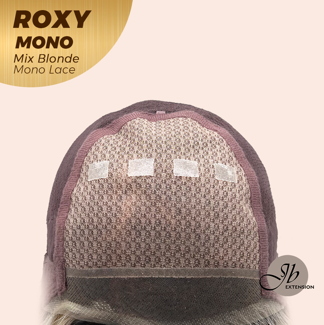 JBEXTENSION ROXY MONO Full Monofilament Handmade Full Lace Full Hand Tied Wig 19 Inches Mix Blonde Mono Lace Handmade Futura Fiber Wig with Anti-slip Silicone Strips Glueless Wig ROXY MONO - MIX BLONDE【BENDY EAR TABS】