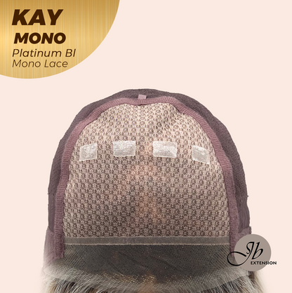 JBEXTENSION KAY MONO Full Monofilament Handmade Full Lace Full Hand Tied Wig 19 Inches Platinum Blonde Mono Lace Handmade Futura Fiber Wig with Anti-slip Silicone Strips Glueless Wig KAY MONO - PLATINUM BLONDE【BENDY EAR TABS】