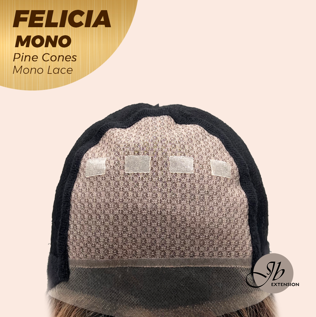JBEXTENSION FELICIA MONO Full Monofilament Handmade Full Lace Full Hand Tied Wig 11 Inches Pine Cones Mono Lace Handmade Futura Fiber Wig with Anti-slip Silicone Strips Glueless Wig FELICIA MONO - PINE CONES【BENDY EAR TABS】