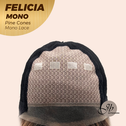 JBEXTENSION FELICIA MONO Full Monofilament Handmade Full Lace Full Hand Tied Wig 11 Inches Pine Cones Mono Lace Handmade Futura Fiber Wig with Anti-slip Silicone Strips Glueless Wig FELICIA MONO - PINE CONES【BENDY EAR TABS】