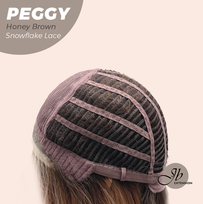JBEXTENSION 19 Inches Long Straight Honey Brown Pre-Cut Side Part Snowflake Lace Frontlace Glueless Wig PEGGY HONEY BROWN【BENDY EAR TABS】