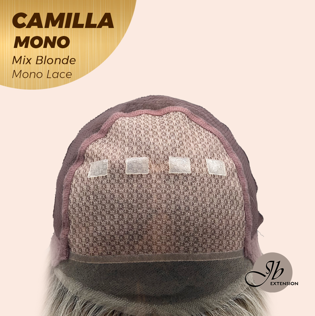 JBEXTENSION CAMILLA MONO Monofilament Handmade Wig 6X5 Full Monofilament Hand Tied Top Wig 20 Inches Mix Blonde Mono Lace Wig With Anti-slip Silicone Strips Glueless Wig CAMILLA MONO MIX BLONDE【BENDY EAR TABS】