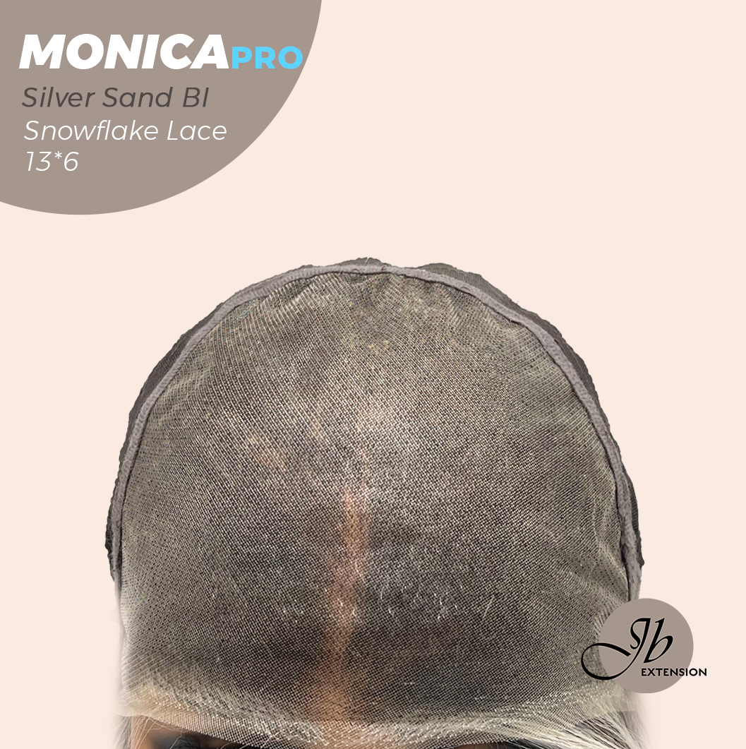 [PRE-ORDER] JBEXTENSION 16 Inches Silver Sand Blonde Pre-Cut 13X6 Free Part Snowflake Lace Frontlace Glueless Wig MONICA PRO - SILVER SAND BLONDE【BENDY EAR TABS】