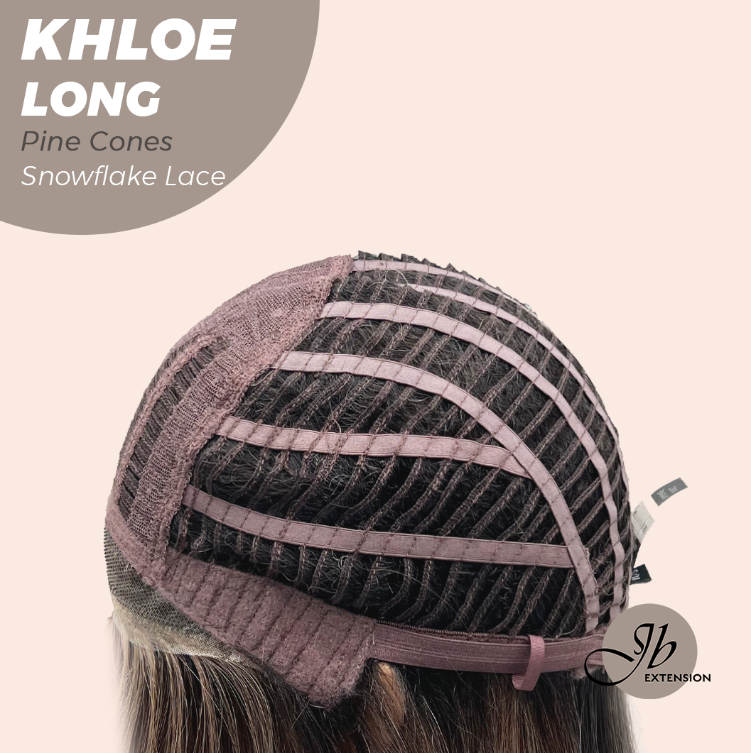 JBEXTENSION 18 Inches Pine Cones Pre-Cut Snowflake Lace Frontlace Glueless Wig KHLOE LONG PINE CONES【PERMATEASE】【BENDY EAR TABS】- M/L