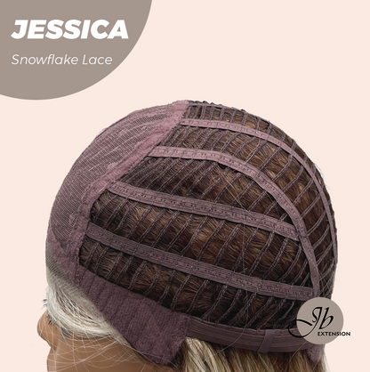 JBEXTENSION 16 Inches Mix Blonde Curly Pre-Cut Side Part Snowflake Lace Frontlace Glueless Wig JESSICA【BENDY EAR TABS】