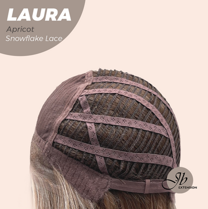 JBEXTENSION 14 Inches Apricot Pre-Cut Side Part Snowflake Lace Frontlace Glueless Wig LAURA SNOWFLAKE APRICOT【BENDY EAR TABS】- S/M