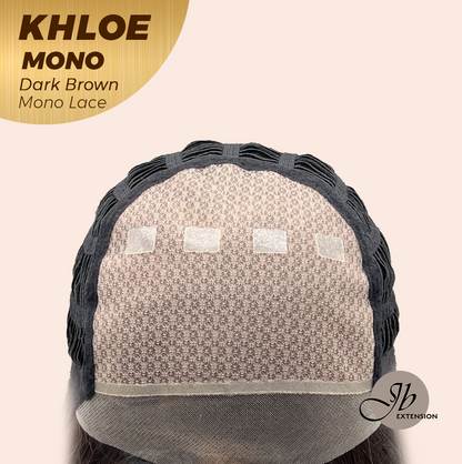 JBEXTENSION KHLOE MONO Monofilament Handmade Wig 6X5 Full Monofilament Hand Tied Top Wig 12 Inches Bob Cut Dark Brown Mono Lace Handmade Futura Fiber Wig With Anti-slip Silicone Strips Glueless Wig KHLOE MONO DARK BROWN【BENDY EAR TABS】