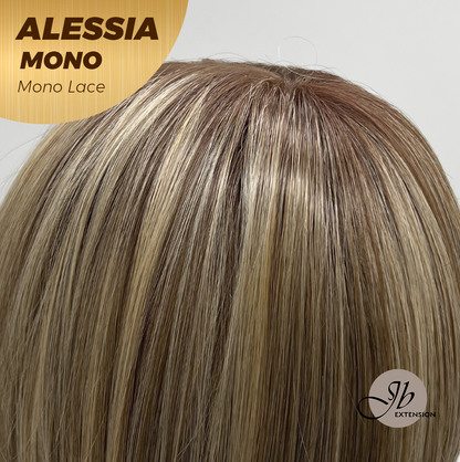 [PRE-ORDER] JBEXTENSION ALESSIA MONO Monofilament Handmade Wig 6X5 Full Monofilament Hand Tied Top Wig 10 Inches Bob Cut Mix Blonde Mono Lace Wig Glueless Wig ALESSIA MONO【BENDY EAR TABS】