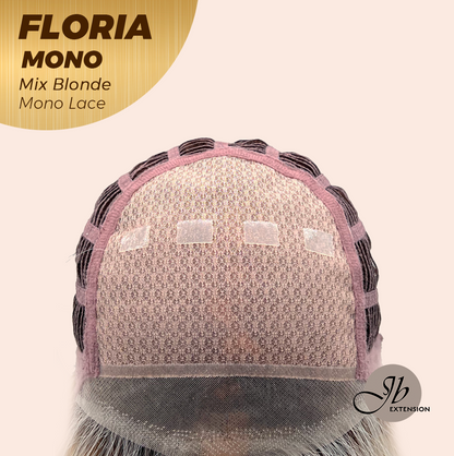 JBEXTENSION FLORIA MONO Full Monofilament Wig 20 Inches Curly Mix Blonde Full Mono Lace Glueless with Anti-slip Silicone Strips Wig FLORIA MONO - MIX BLONDE【BENDY EAR TABS】
