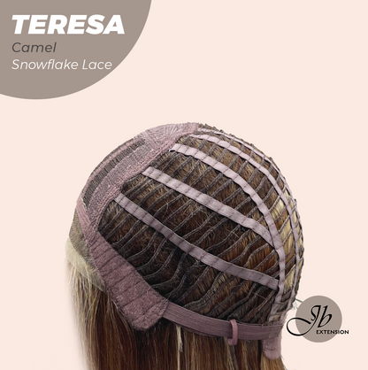 JBEXTENSION 18 Inches Camel Pre-Cut Snowflake Lace Frontlace Glueless Wig TERESA CAMEL【PERMATEASE】【BENDY EAR TABS】- S/M