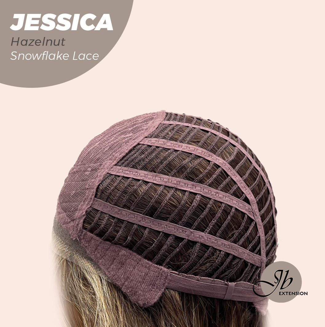 JBEXTENSION 16 Inches Hazelnut Curly Pre-Cut Side Part Snowflake Lace Frontlace Glueless Wig JESSICA HAZELNUT【BENDY EAR TABS】