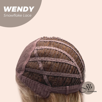 JBEXTENSION 18 Inches Mix Blonde Curly Pre-Cut Side Part Snowflake Lace Frontlace Glueless Wig WENDY【BENDY EAR TABS】- M/L