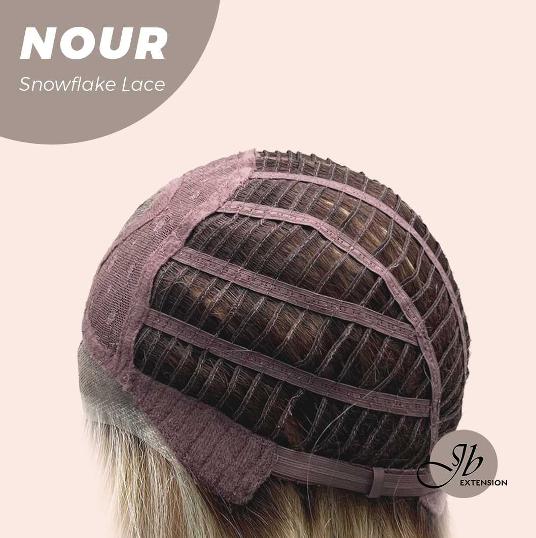 JBEXTENSION 11 Inches Mix Blonde Curly Pre-Cut Arc Snowflake Lace Frontlace Glueless Wig NOUR【BENDY EAR TABS】