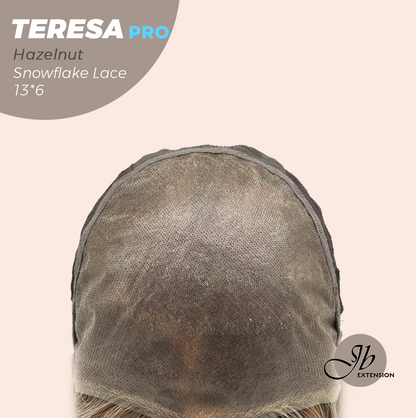 JBEXTENSION 18 Inches Hazelnut Pre-Cut 13X6 Free Part Snowflake Lace Frontlace Glueless Wig TERESA PRO - HAZELNUT【BENDY EAR TABS】