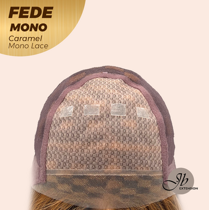 JBEXTENSION FEDE MONO Full Monofilament Handmade Full Lace Full Hand Tied Wig 19 Inches Wave Caramel Mono Lace Handmade Futura Fiber Wig with Anti-slip Silicone Strips Glueless Wig FEDE MONO - CARAMEL【BENDY EAR TABS】