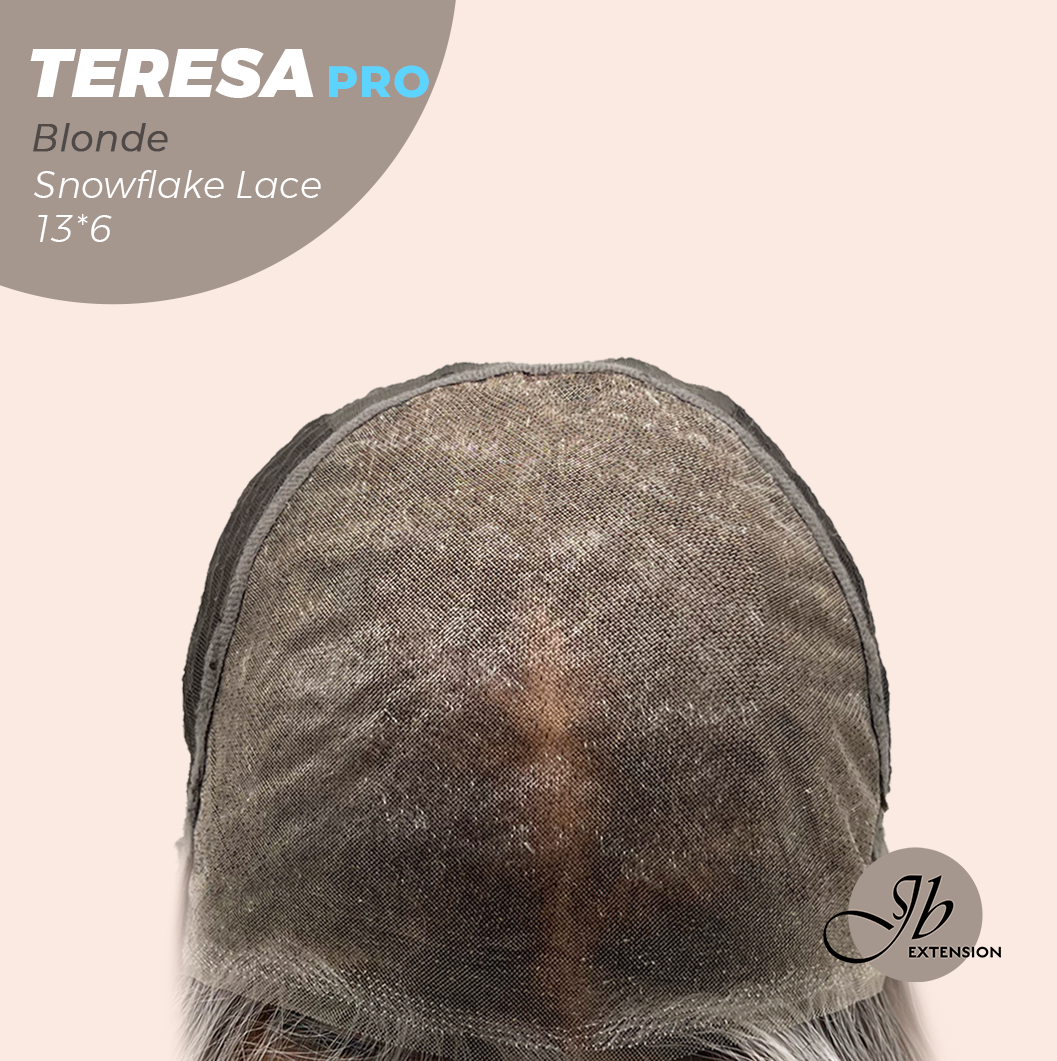 JBEXTENSION 18 Inches Blonde Pre-Cut 13X6 Free Part Snowflake Lace Frontlace Glueless Wig TERESA PRO - BLONDE【BENDY EAR TABS】