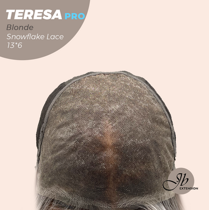 JBEXTENSION 18 Inches Blonde Pre-Cut 13X6 Free Part Snowflake Lace Frontlace Glueless Wig TERESA PRO - BLONDE【BENDY EAR TABS】
