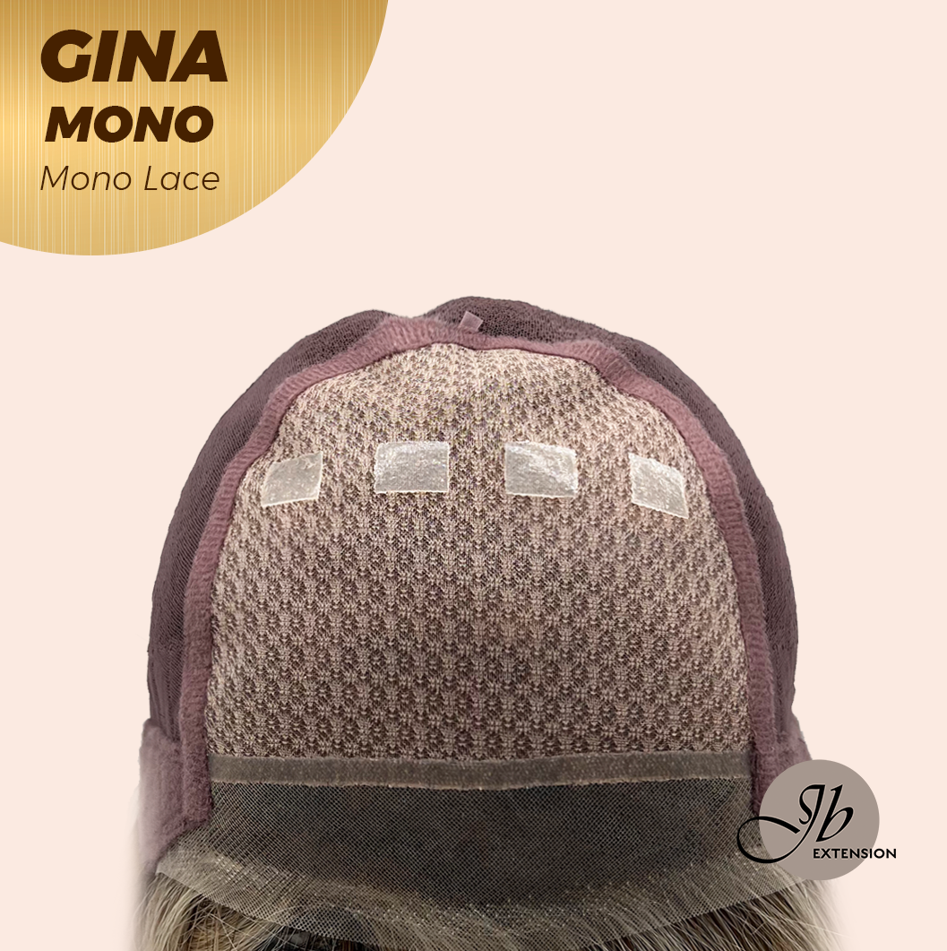 JBEXTENSION GINA MONO Full Monofilament Handmade Full Lace Full Hand Tied Wig 12 Inches Mix Blonde Mono Lace Handmade Futura Fiber Wig with Anti-slip Silicone Strips Glueless Wig GINA MONO【BENDY EAR TABS】