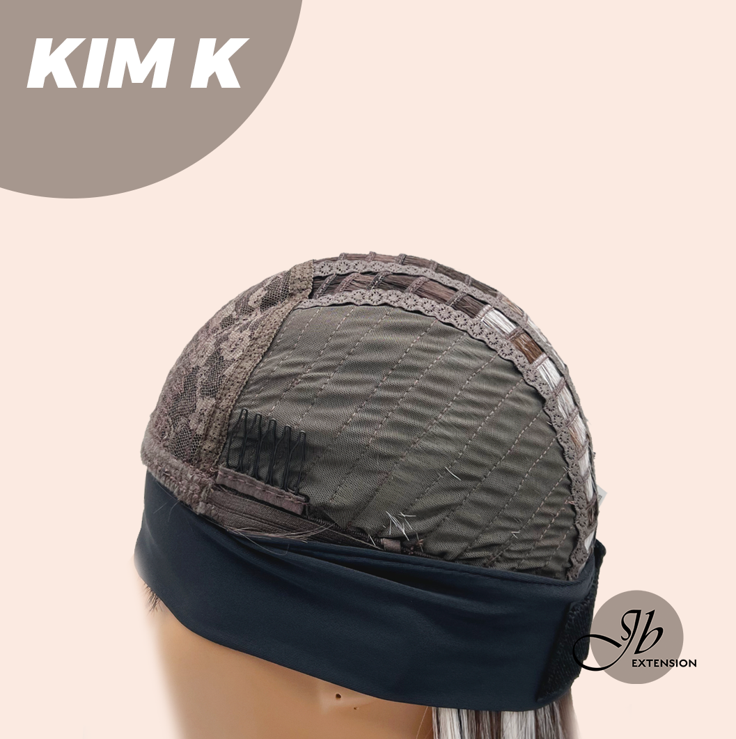 JBEXTENSION 22 Inches Straight Grey Brown Silver Ombre Headband Wig KIM K