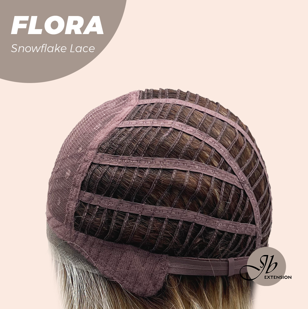 JBEXTENSION 13 Inches Mix Blonde Pre-Cut Side Part Snowflake Lace Frontlace Glueless Wig FLORA【BENDY EAR TABS】