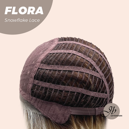JBEXTENSION 13 Inches Mix Blonde Pre-Cut Side Part Snowflake Lace Frontlace Glueless Wig FLORA【BENDY EAR TABS】