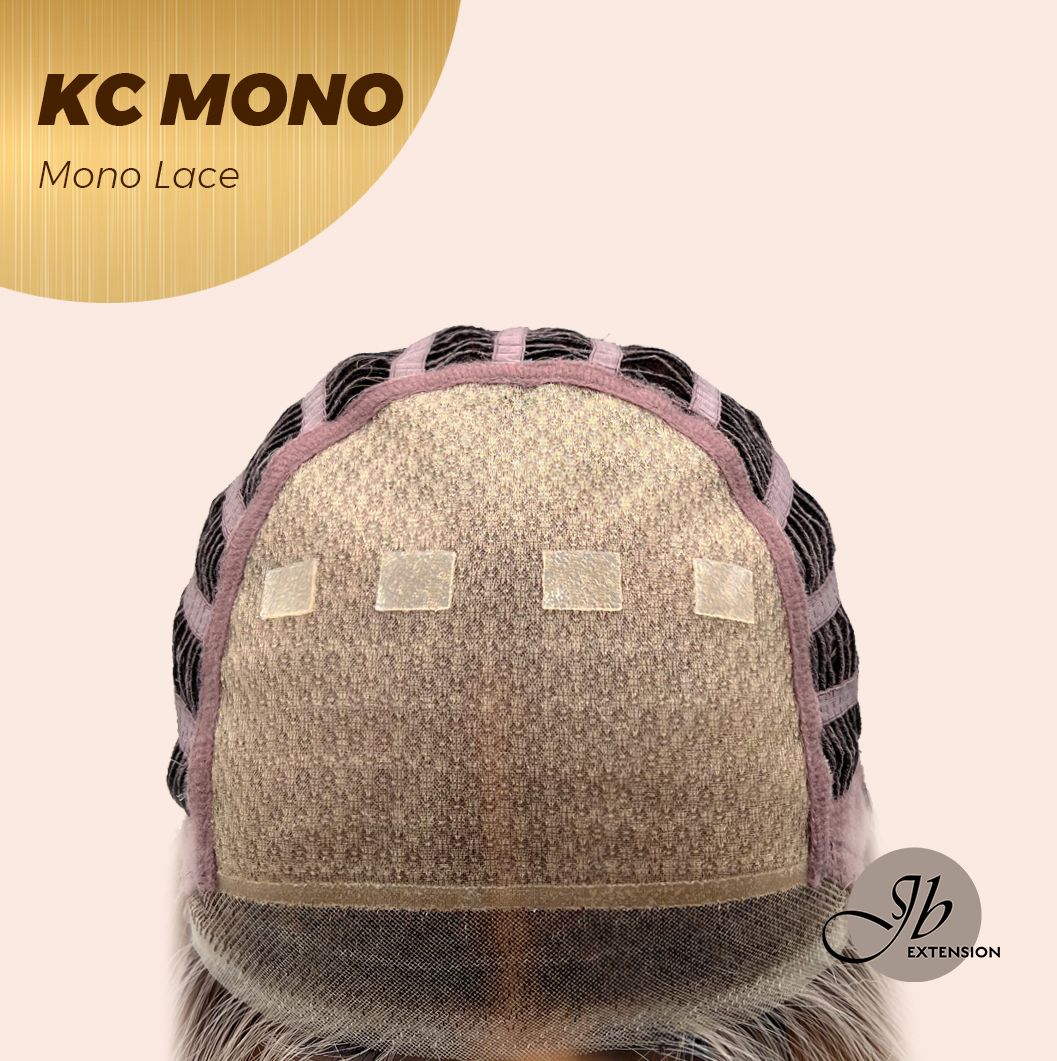 JBEXTENSION KC MONO Monofilament Handmade Wig 6X5 Full Monofilament Hand Tied Top Wig 18 Inches Curly Mix Blonde Mono Lace Wig with Anti-slip Silicone Strips Glueless Wig KC MONO【BENDY EAR TABS】
