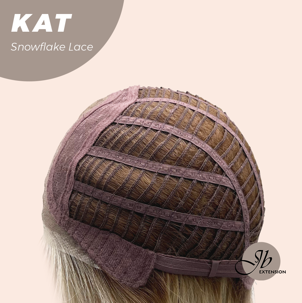 JBEXTENSION 20 Inches Mix Blonde Long Pre-Cut Arc Snowflake Lace Frontlace Glueless Wig KAT【BENDY EAR TABS】
