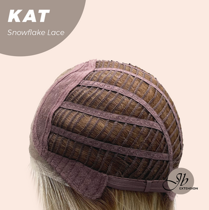 JBEXTENSION 20 Inches Mix Blonde Long Pre-Cut Arc Snowflake Lace Frontlace Glueless Wig KAT【BENDY EAR TABS】