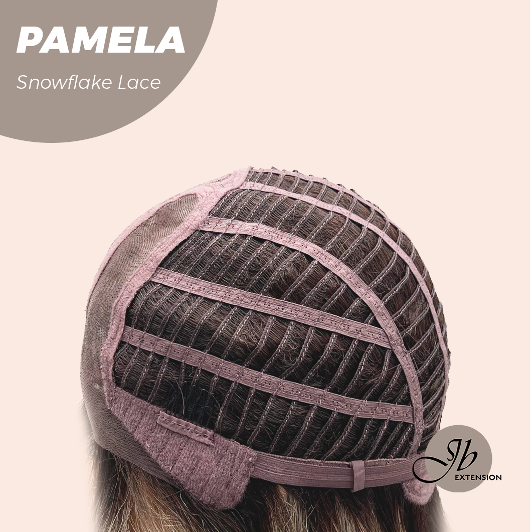 JBEXTENSION 18 Inches Curly Smog Ash Grey Pre-Cut Side Part Snowflake Lace Frontlace Glueless Wig PAMELA SNOWFLAKE【BENDY EAR TABS】